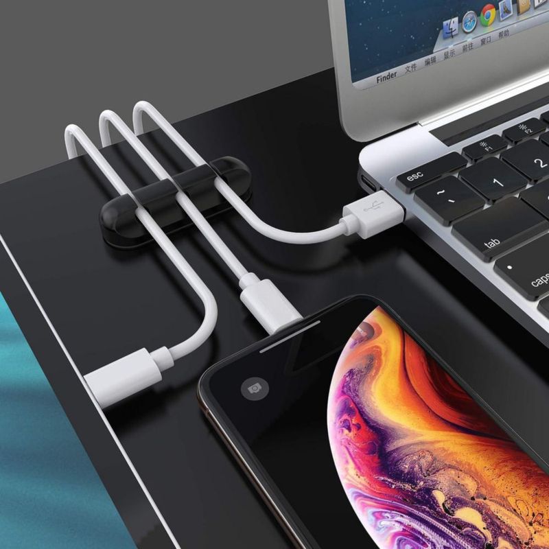 Abrazadera para cables SOULWIT - Juego de 3 negras autoadhesivas