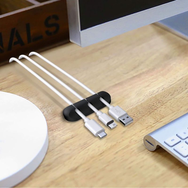 Abrazadera para cables SOULWIT - Juego de 3 negras autoadhesivas
