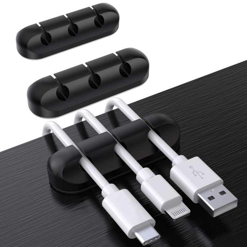 Abrazadera para cables SOULWIT - Juego de 3 negras autoadhesivas