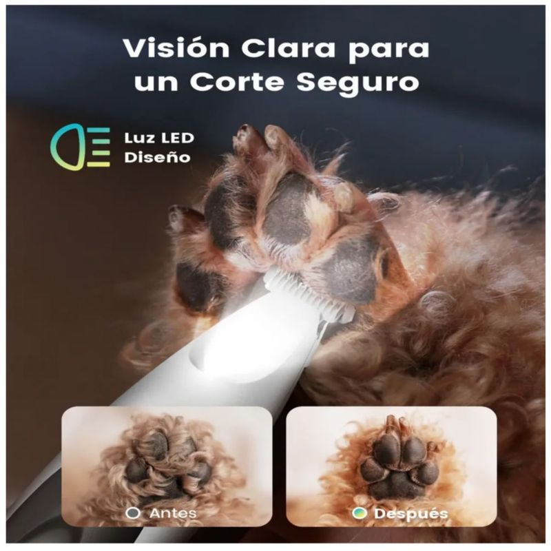 Cortadora de Pelo Inalámbrica para Patas de Mascotas, Color Negro/Blanco