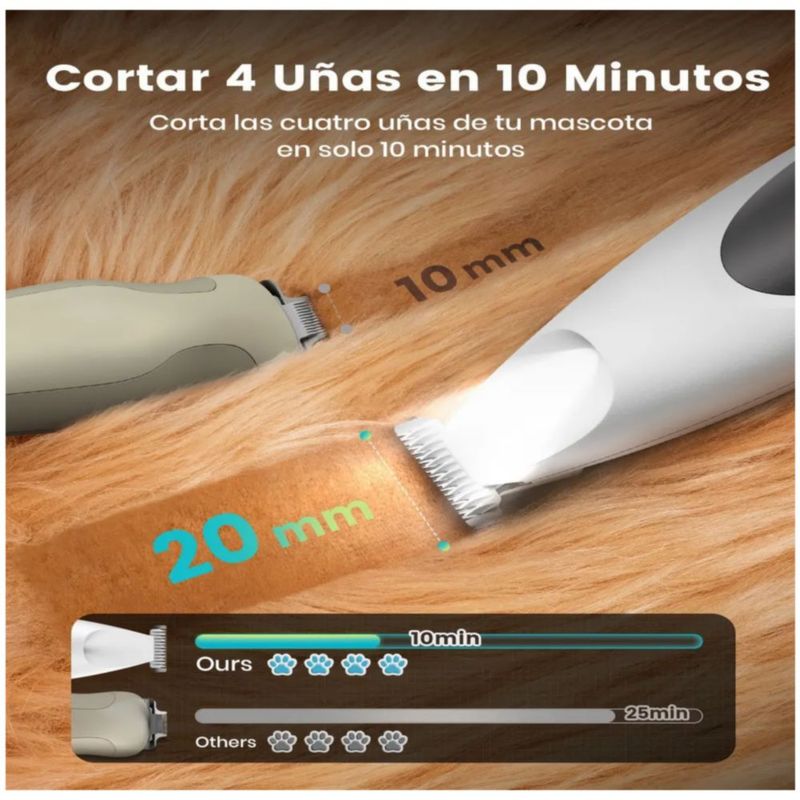 Cortadora de Pelo Inalámbrica para Patas de Mascotas, Color Negro/Blanco