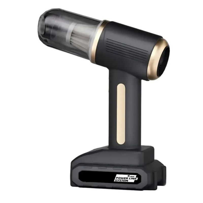 Aspiradora De Mano Portátil Inalambrica Para Auto Y Hogar, Color Negro y Dorada