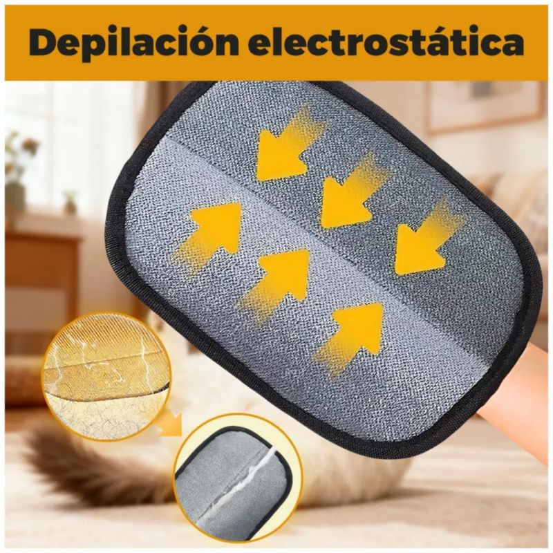 2pz Guante Cepillo Quita Pelo Removedor Pelusa, Color Negro