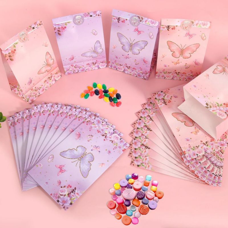 Bolsas de Regalo Nukssi 24 piezas 22x13x8 cm Mariposa Rosa