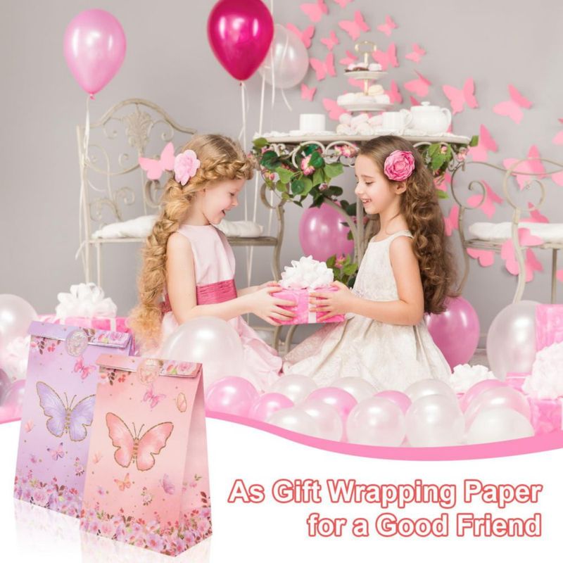 Bolsas de Regalo Nukssi 24 piezas 22x13x8 cm Mariposa Rosa