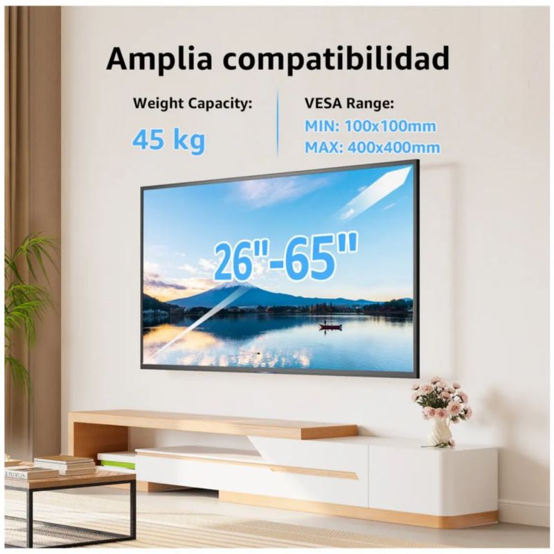 Soporte De Pared Para TV Monitor 26 A 65 Pulgadas Color Negro