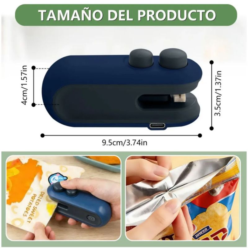 Máquina Para Sellar Mini Sellador De Bolsas Para Alimentos, Color Azul Marino