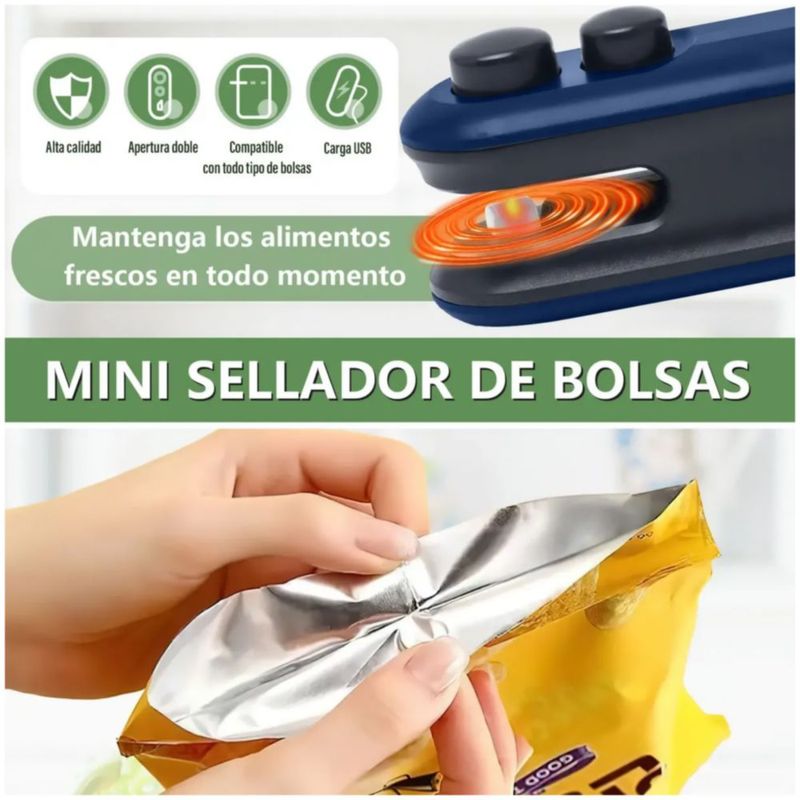 Máquina Para Sellar Mini Sellador De Bolsas Para Alimentos, Color Azul Marino