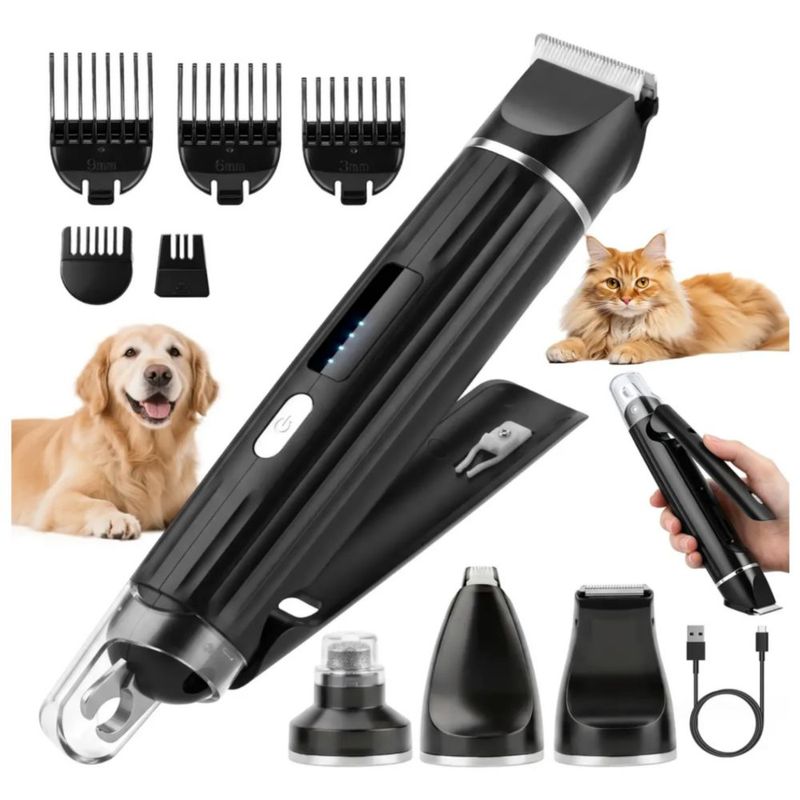 Máquina Rasuradora Cortar Pelo Perros Y Gatos Mascotas, Color Negro