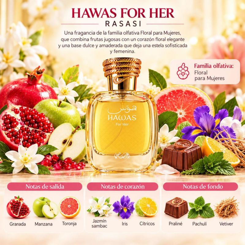 RASASI Set 4 Perfumes Hawas for Her Mujer Fragancia Arabe Eau Parfum 30ml