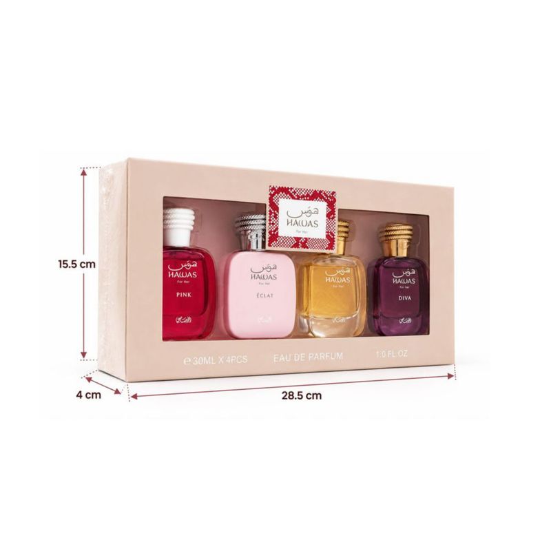 RASASI Set 4 Perfumes Hawas for Her Mujer Fragancia Arabe Eau Parfum 30ml