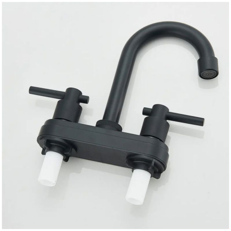 Grifería de Baño Negra Mate de Doble Comando para Lavabo, Color Negro