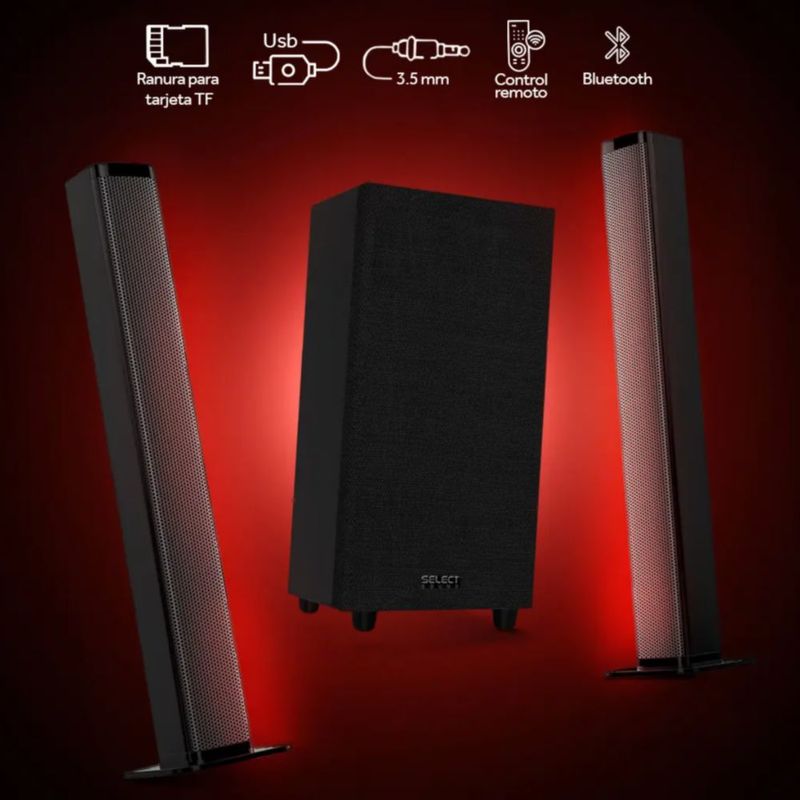 Barra De Sonido Con Woofer Select Sound Bluetooth Usb Negro