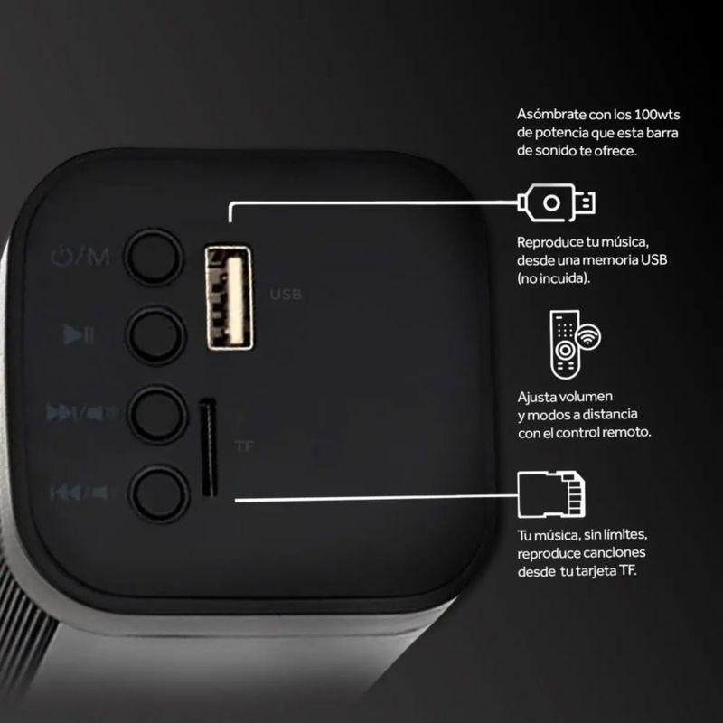 Barra De Sonido Con Woofer Select Sound Bluetooth Usb Negro