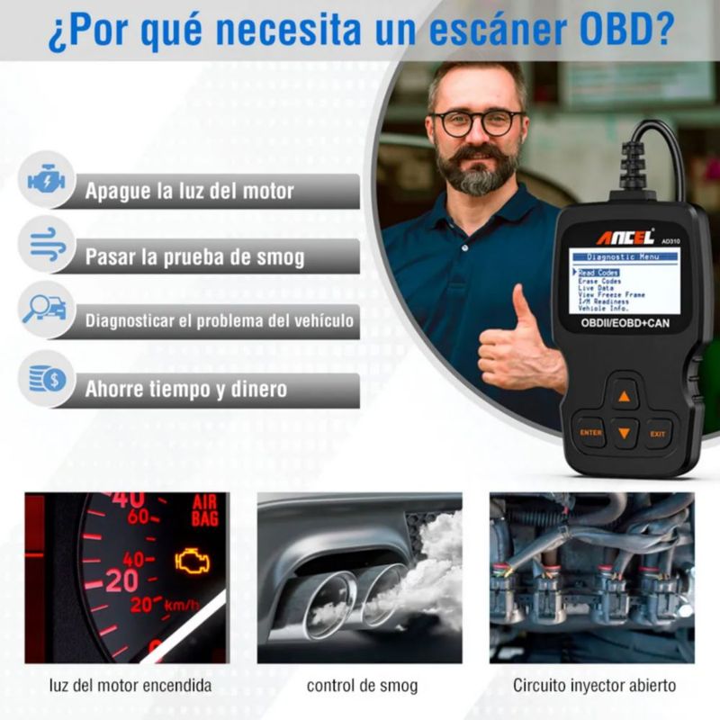 Escáner Obd2 Launch Elm327 P/motor De Automóvil Multimarca Negro