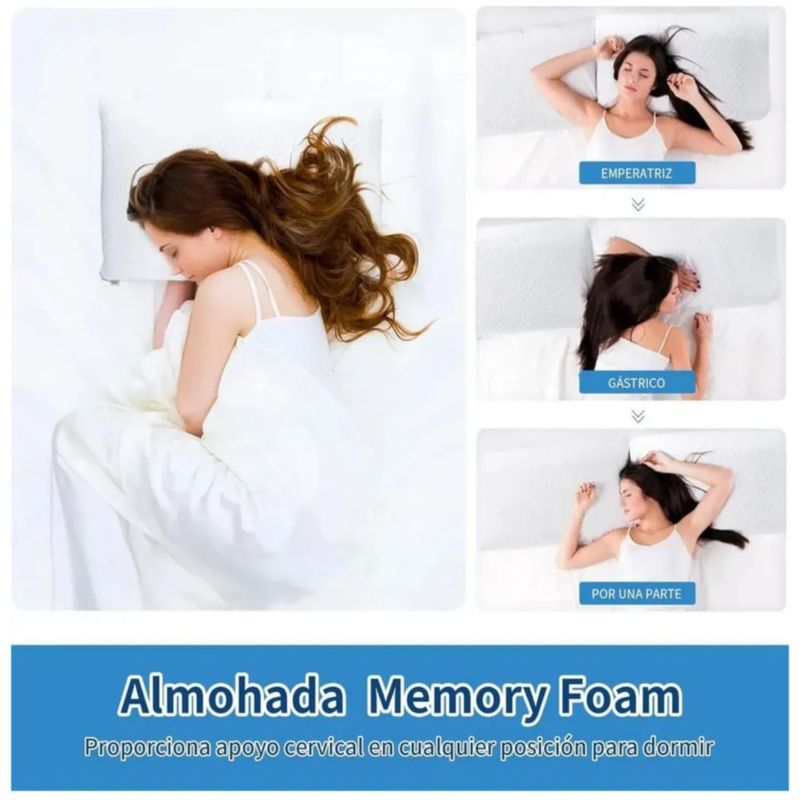 Almohada Cervical Ortopédica De Algodón Blanco Con Gel Suave, Color Blanco