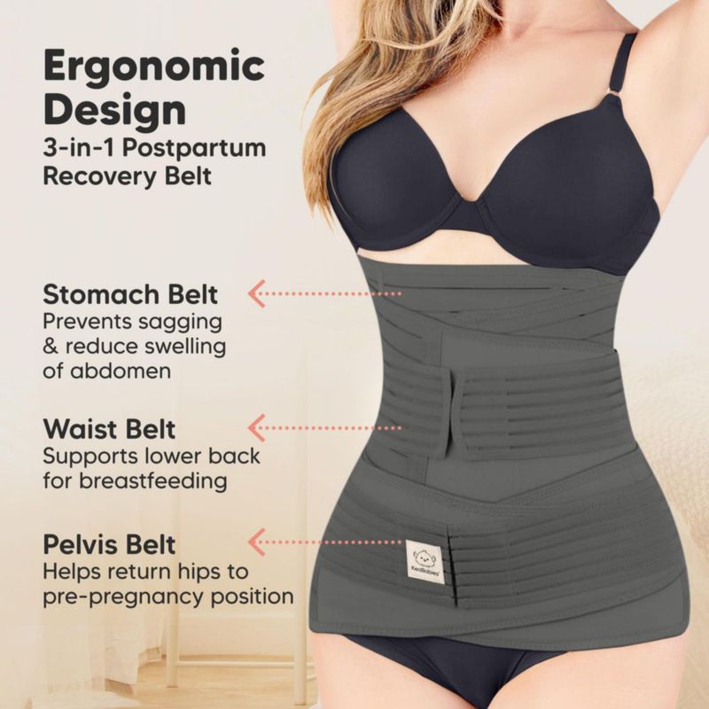 Faja Abdominal KeaBabies 3‑en‑1 Postparto M/L Gris Místico