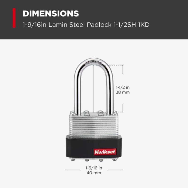 Candado de acero Kwikset LOCK – Pack de 2 color plateado 40 mm