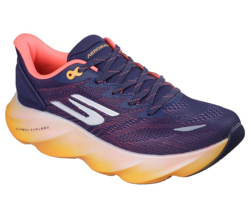 Zapatilla de running Skechers Aero Burst azul marino/naranja talla 10