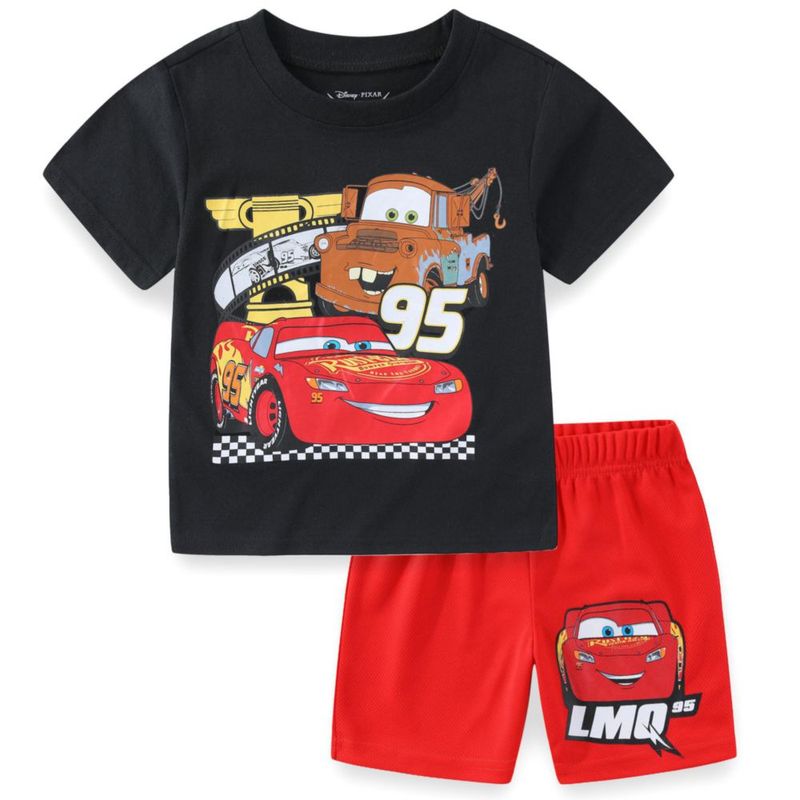 Conjunto de camiseta y pantalón corto Disney Cars 2T-7 para niños