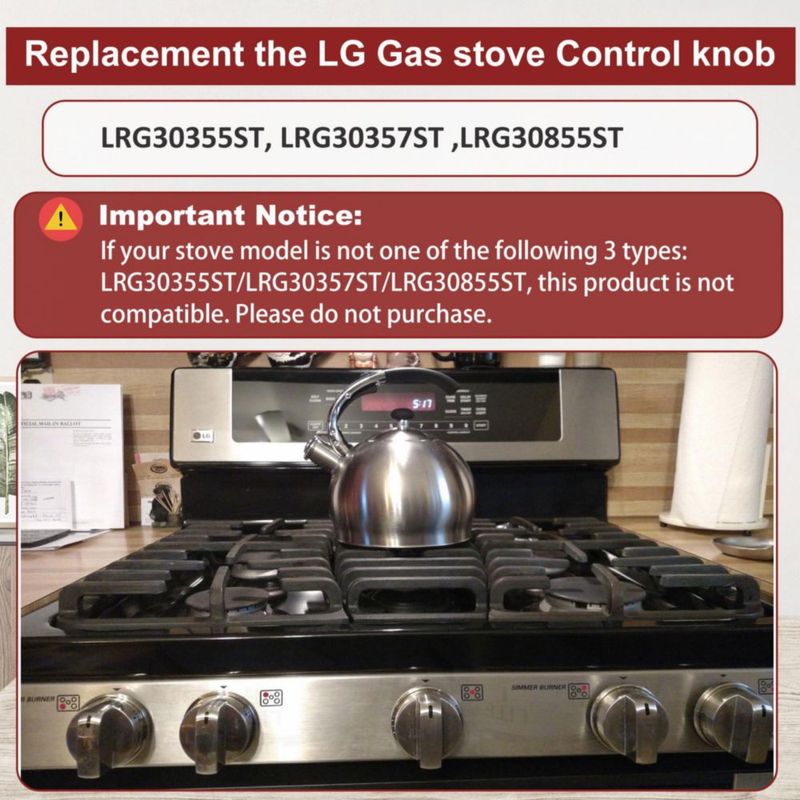Perillas para Estufa de Gas M Motico LG LRG30355ST - Pack de 5
