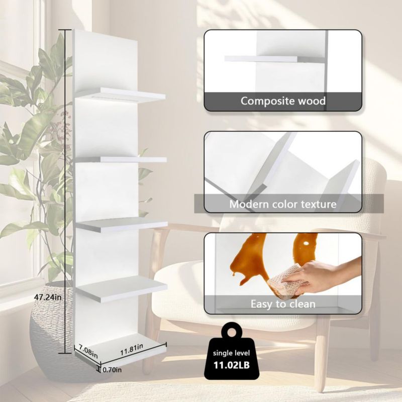 Estantería de pared AskTag de 5 niveles blanca con iluminación LED - Nueva