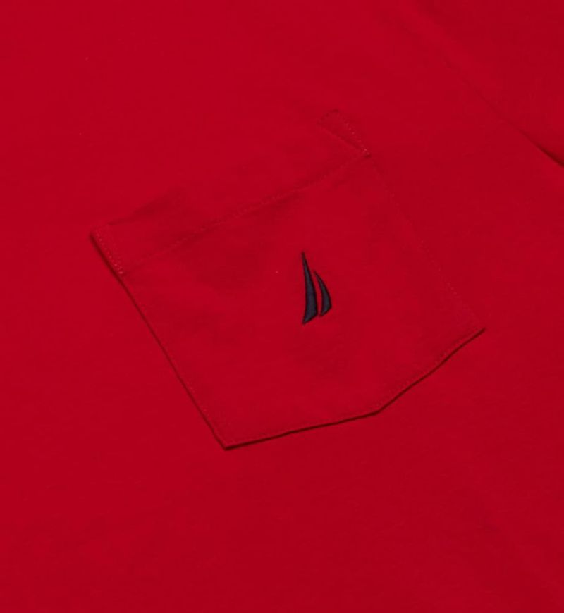 Camiseta Nautica roja 5XLT alta cuello redondo con bolsillo