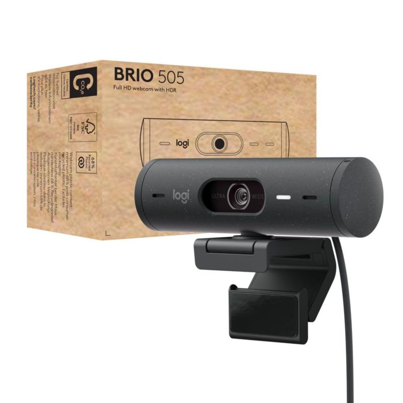 Cámara web Logitech Brio 505 Full HD con corrección automática de luz