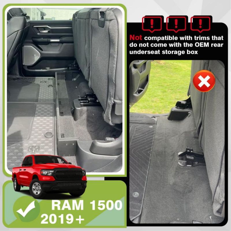 Kit de almacenamiento bajo el asiento Mixsuper Liner para Ram 1500 – 4 piezas negro