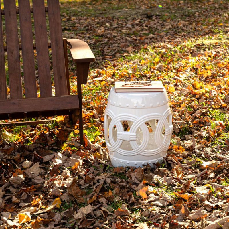 Taburete de jardín JONATHAN Y 41 cm cerámica blanca