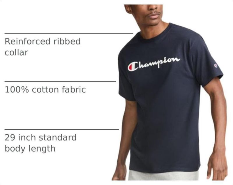 Camiseta Champion con diseño gráfico talla 4XL color azul marino profundo algodón