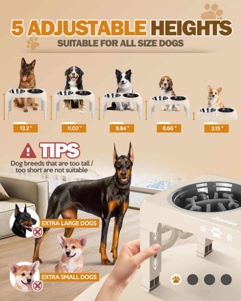 Tazones para perros Jovrun ajustables 8‑30 cm de acero inoxidable