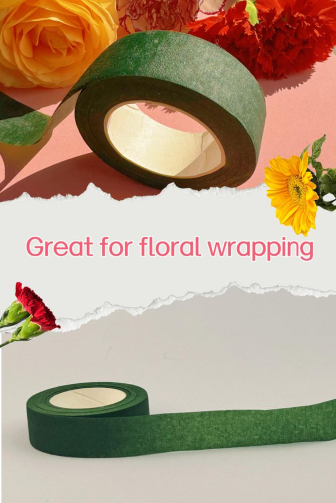 Cinta Floral TIAMALL 25 cm – 3 Rollos Verde Oscuro