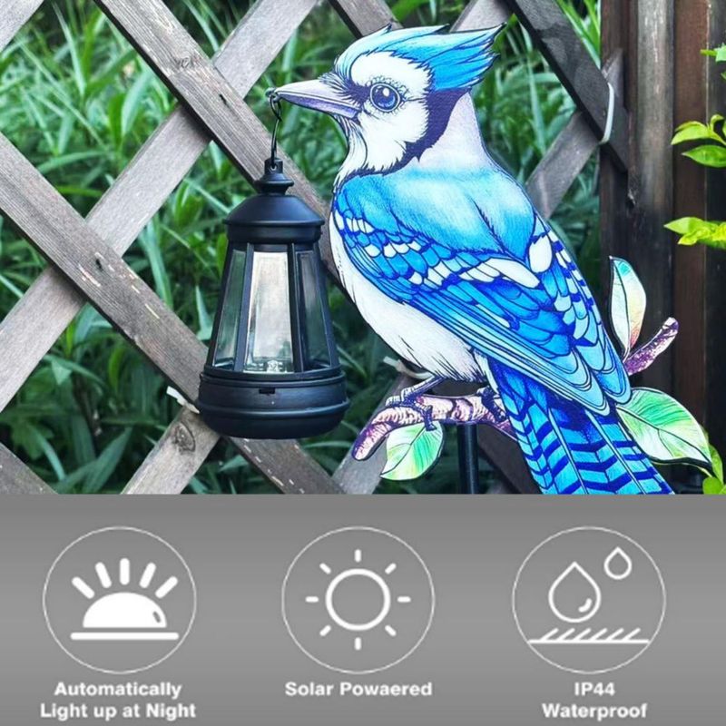 Lámpara solar nanzhujin pack de 2 – Arrendajo azul con poste metálico