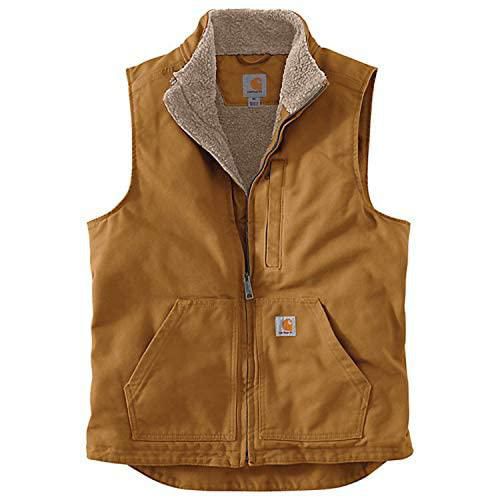Chaleco Carhartt XXL Marrón con Forro de Sherpa en Tela de Pato Lavada