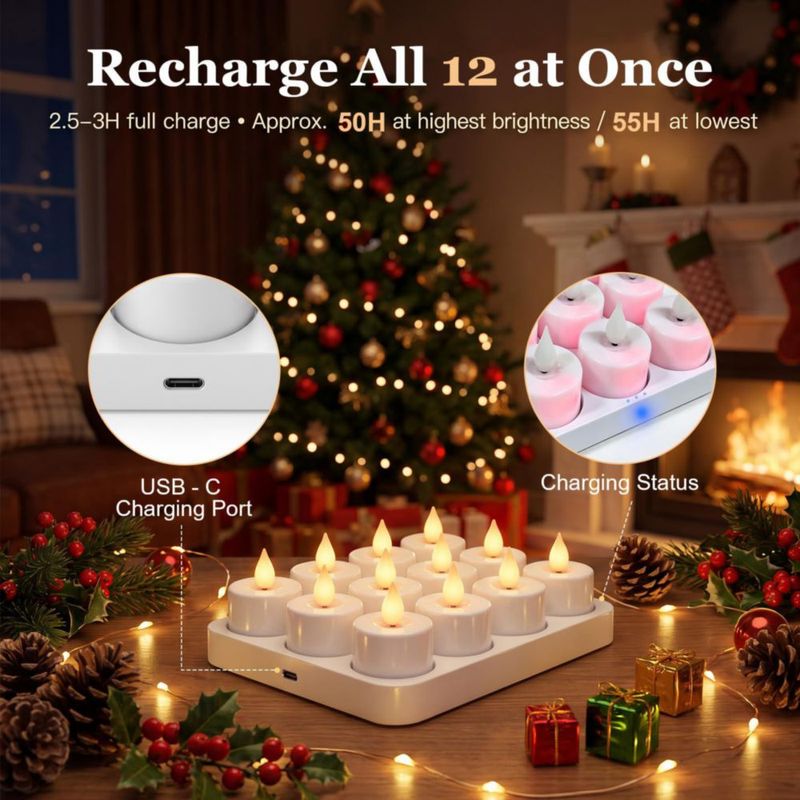 Velas de té Fussion 12 unidades recargables con control remoto