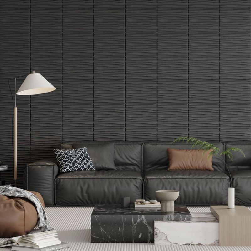 Paneles de pared Art3d 40x30 cm paquete de 24 negro