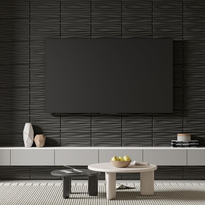 Paneles de pared Art3d 40x30 cm paquete de 24 negro