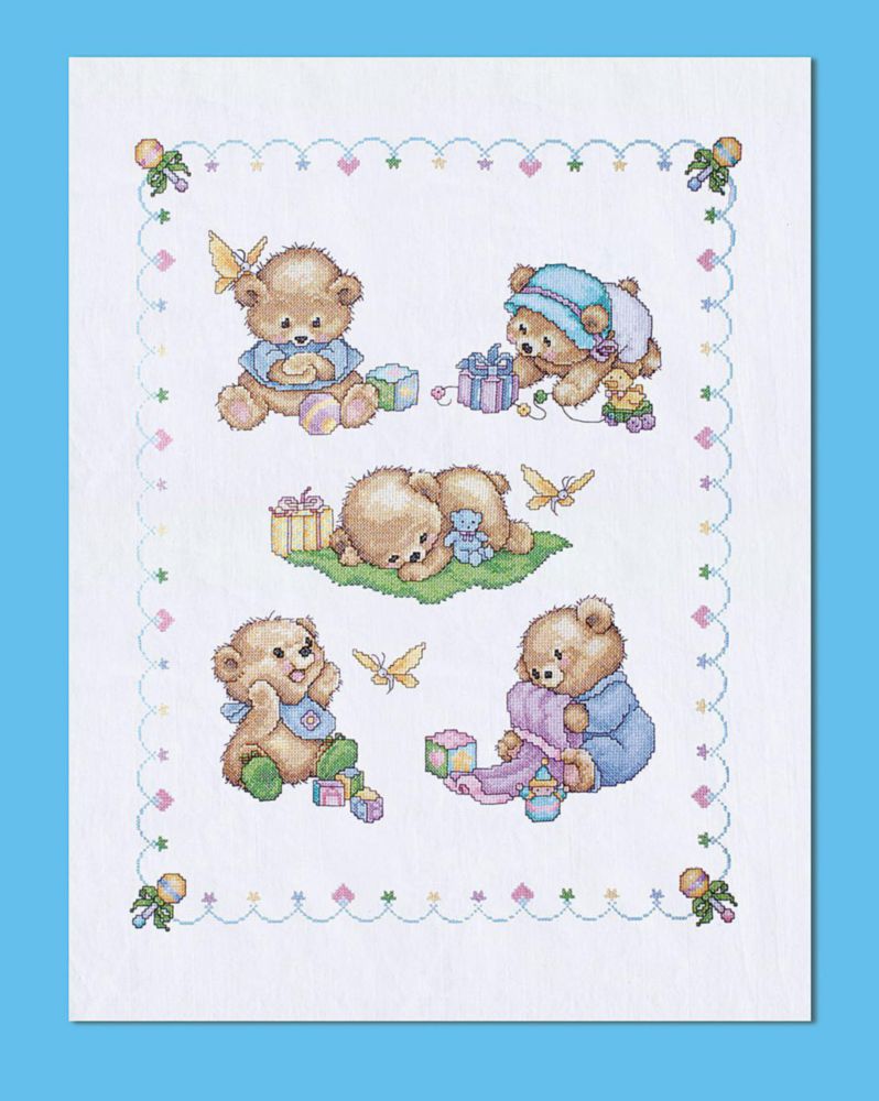 Kit de colcha para bebé con ositos Tobin – Design Works Crafts 110x86 cm T21705