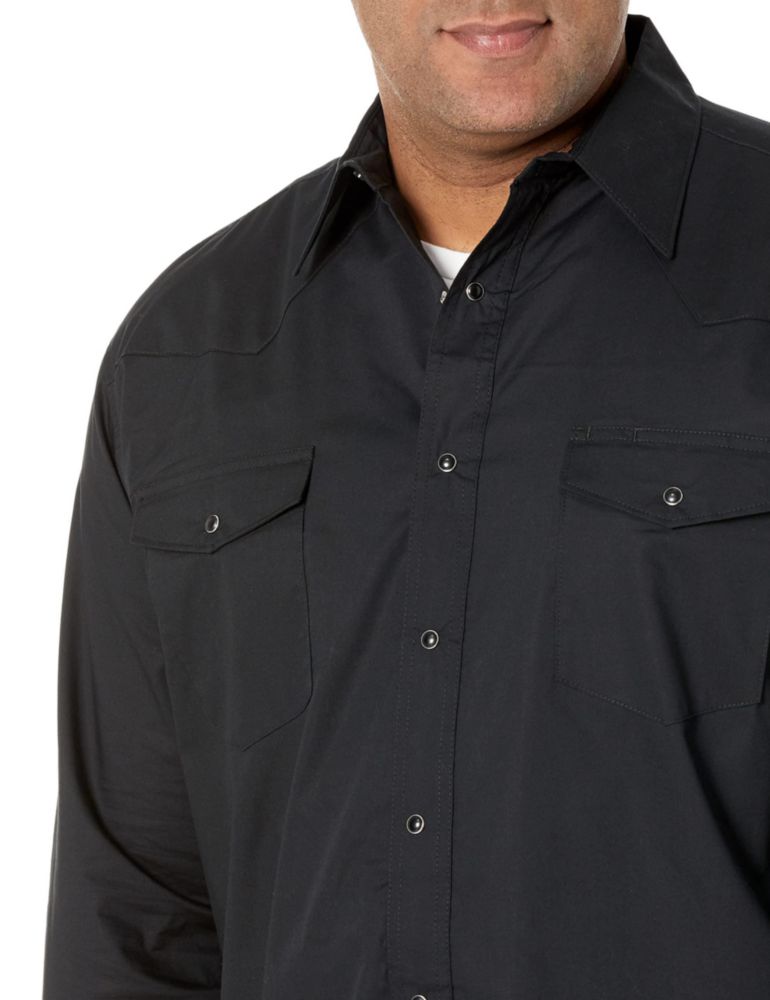 Camisa Wrangler 2XL Alta Negra de Dos Bolsillos y Cierre a Broches