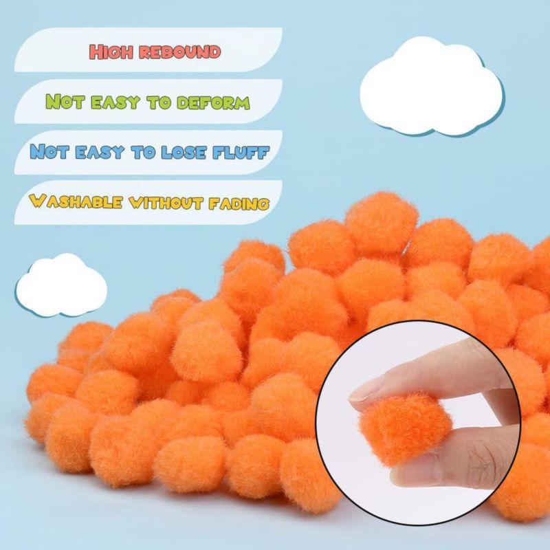 Pompones MORFEN 25 mm 150 piezas Naranjas para manualidades