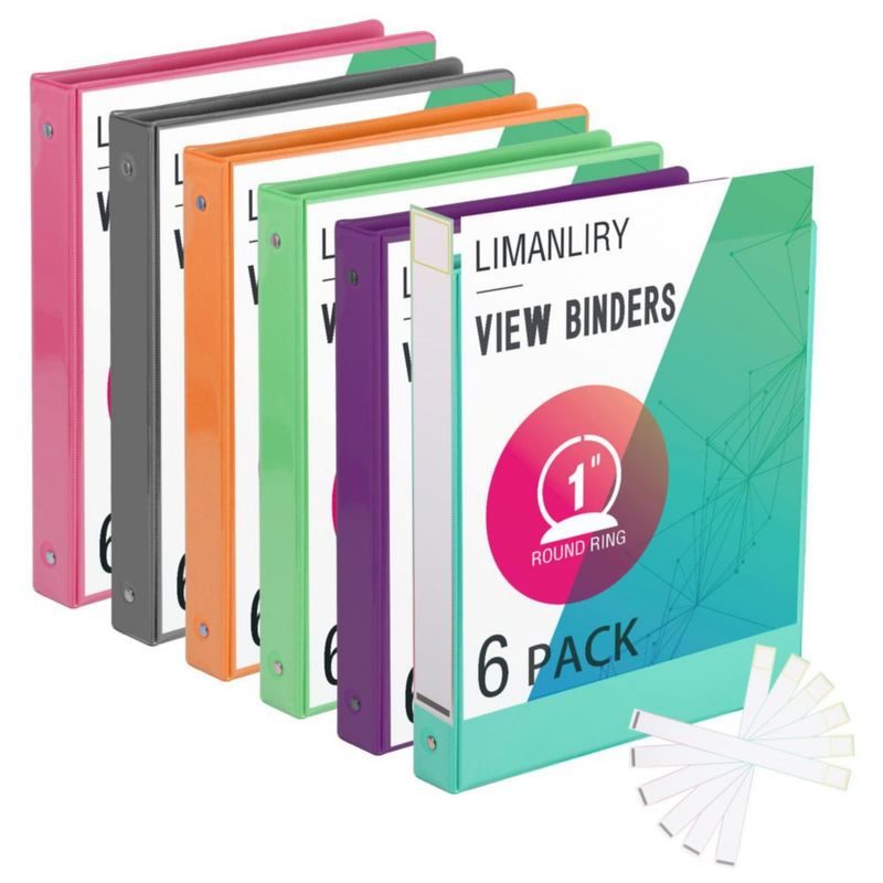 Carpeta de 3 anillas LIMANLIRY 25 cm pack de 6 colores surtidos