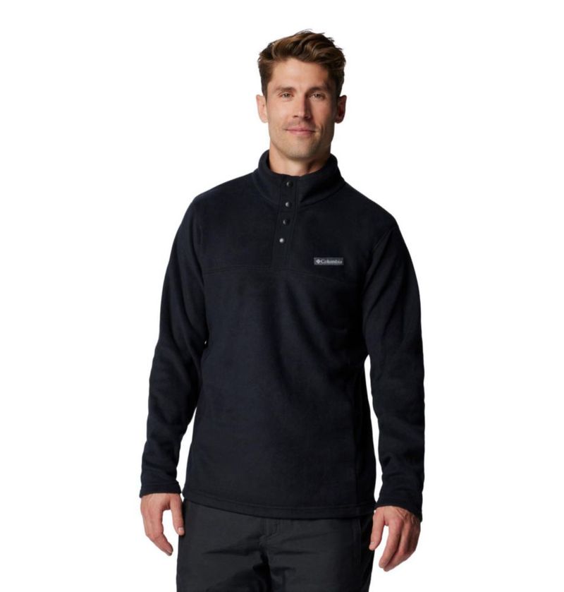 Chaqueta de forro polar Columbia talla mediana negra con cierre a medio broche