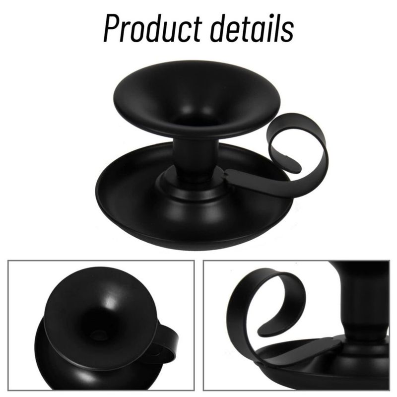 Portavelas HOMEAN 2 pzas Negro Retro de Hierro Decorativo