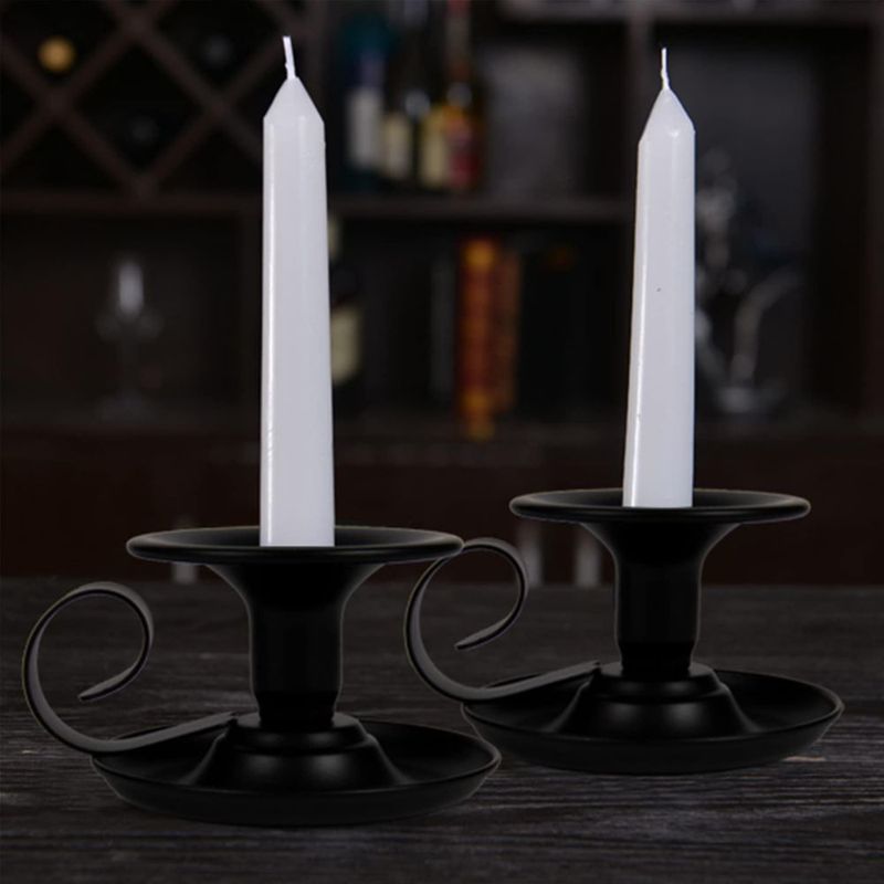 Portavelas HOMEAN 2 pzas Negro Retro de Hierro Decorativo
