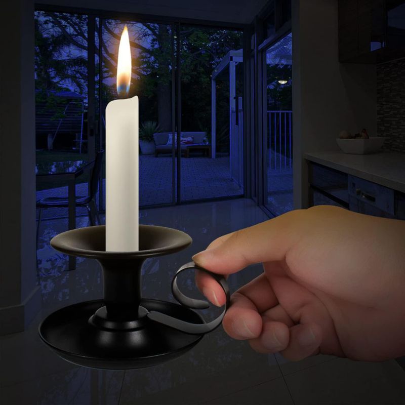 Portavelas HOMEAN 2 pzas Negro Retro de Hierro Decorativo