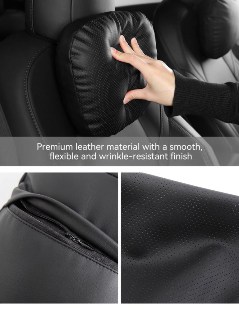 Almohada de Cuero para Reposacabezas TPARTS Tesla Model Y/X/3/S Negro