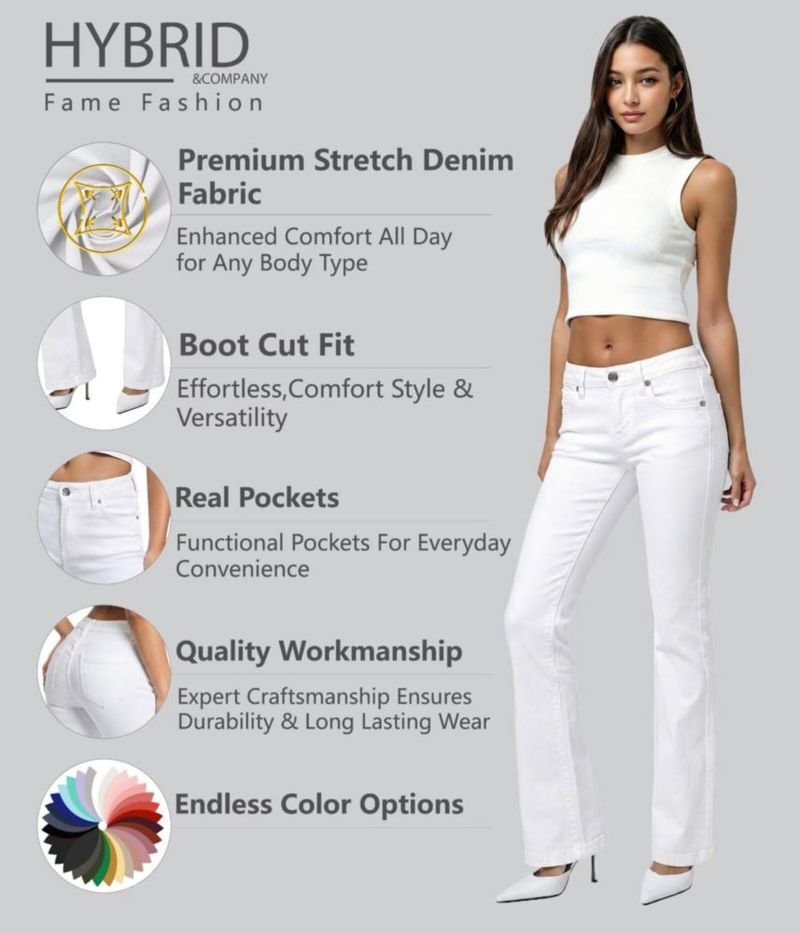 Jeans Flare Mujer Hybrid & Company P31680FL Blanco
