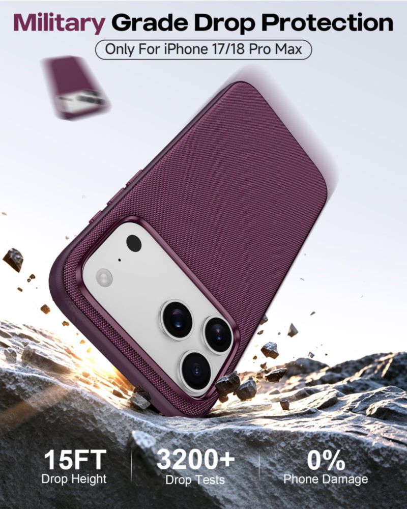 Funda LeYi TechWoven para iPhone 18/17 Pro Max MagSafe – Rojo Vino