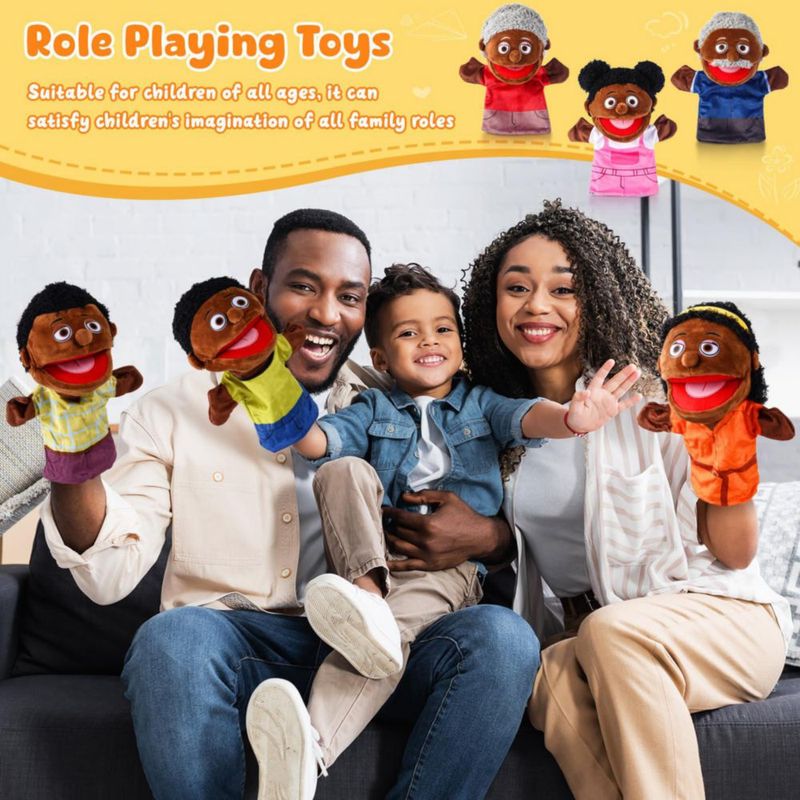 Marionetas de mano ZJoey 30 cm – Pack de 12 figuras familiares multiculturales para juego de rol